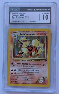 2000 Pokemon Gym Challenge Blaine's Arcanine #1 Holo CGC 10 - Image 1