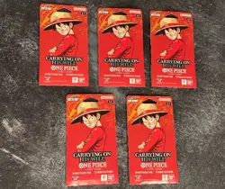 One Piece OP-13 Carrying on His Will Sleeved Booster Packs (LOT Of 5) - Image 1