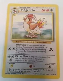 Pokemon Tcg Pidgeotto Base Set Unlimited 22/102 Rare LP - Image 1