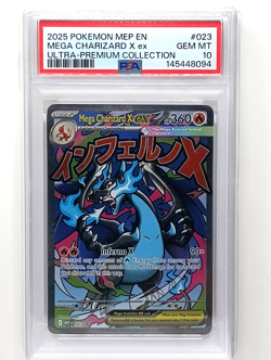2025 Pokemon MEP EN Black Star Promo Mega Charizard X ex #023 UPC PSA 10 - Image 1