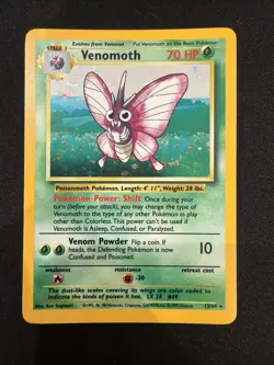 Pokemon TCG Venomoth Jungle 13/64 Holo Unlimited Holo Rare ERROR No Symbol NM/LP - Image 1