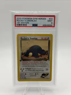Pokemon - Gym Heroes Rocket's Snorlax 33/132 First Edition PSA 9 - Image 1