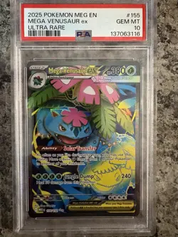 PSA 10 MEGA VENUSAUR EX #155 ULTRA RARE 2025 POKEMON MEGA EVOLUTIONS - Image 1