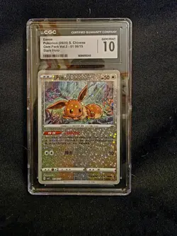​CGC 10 Eevee 0106/15 Gem Pack Vol. 2 S-Chinese Pokemon 2025 Stars Holo - Image 1