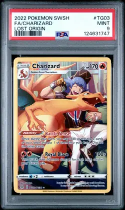 2022 POKEMON SWORD & SHIELD LOST ORIGIN #TG03 FULL ART/CHARIZARD PSA 9 - Image 1