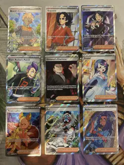 Pokemon Trainer Lot x9 Petrel Giovanni Brock Eri Fennel Full Art Ultra Rare - NM - Image 1