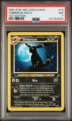 2001 POKEMON NEO DISCOVERY 1ST ED #13 UMBREON-HOLO PSA 7 - Image 1