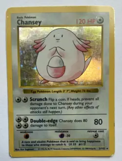 Pokemon Chansey 120 HP Holo Rare 003/102 Base Set 1999 Wizards English TCG - Image 1