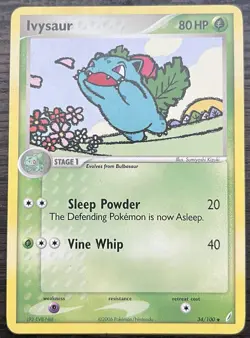 Ivysaur 34/100 Pokemon TCG EX Crystal Guardians Uncommon Moderately Played MP - Image 1