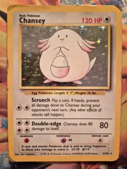 Chansey Holo Rare Pokemon Card, Base Set, 3/102 - Image 1