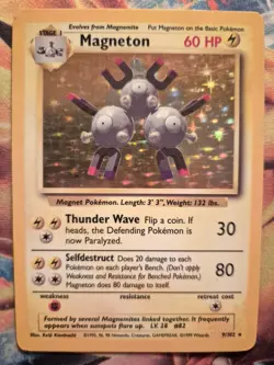 Magneton Holo Rare Pokemon Card, Base Set, 9/102 - Image 1