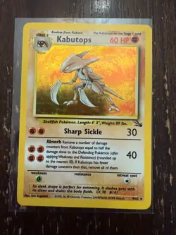 Pokemon TCG Kabutops Holo Rare Unlimited Card 9/62 Fossil WOTC 1999 LP Bill - Image 1