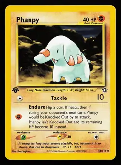 Phanpy 43/111 Uncommon 1st Edition Neo Genesis Pokemon Card - Image 1