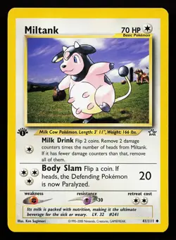 Miltank 41/111 Uncommon 1st Edition Neo Genesis Pokemon Card - Image 1