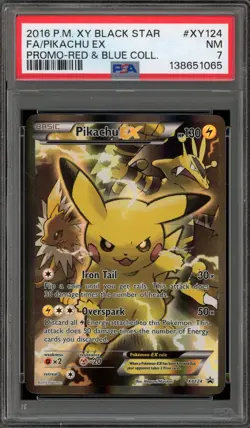 Pokemon Pikachu EX Red & Blue Coll. Black Star Full Art Promo XY124 PSA 7 - Image 1