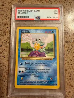 1999 Pokemon PSA 7 NM Squirtle 63/102 - Image 1