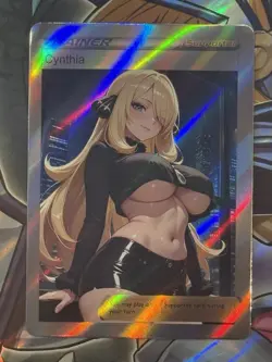 Pokemon Cynthia Anime Waifu Custom DIY Trainer Art Pokemon card - Image 1