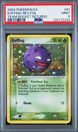 2004 Pokemon EX Team Rocket Returns Koffing Reverse Foil 61/109 PSA 9 Mint - Image 1