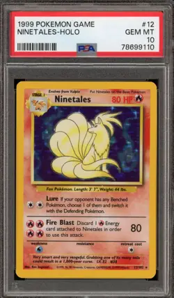 Pokemon Ninetales Base Set Unlimited Holo Rare #12 PSA 10 Gem Mint - Image 1