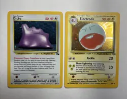 1999 WOTC Pokemon Card Holo Lot - Fossil Ditto 3/62 + Jungle Electrode 2/64 Mint - Image 1