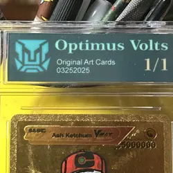 Pokemon Ash Ketchum Vmax HP 5000000 Gold Foil Card Hand Painted Custom Sketched - Image 4