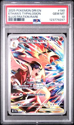 2025 POKEMON DRI EN-DESTINED RIVALS ILLUSTRATION RARE ETHAN'S TYPHLOSION PSA 10 - Image 1
