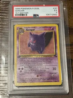 1999 POKEMON FOSSIL 1ST ED #20 GENGAR PSA 5 - Image 1