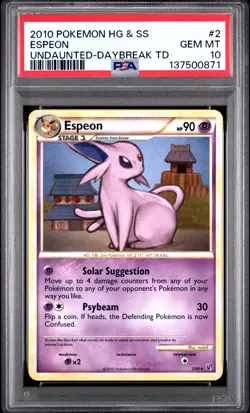 2010 POKEMON HEARTGOLD & SOULSILVER UNDAUNTED DAYBREAK THEME DECK ESPEON PSA 10 - Image 1