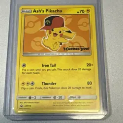 Ash's Pikachu SM110 Pokemon TCG Special Promo Card Mint Condition - Image 1