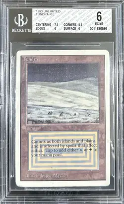 1993 MTG Unlimited Tundra Magic the Gathering BGS 6 Excellent Mint - Image 1
