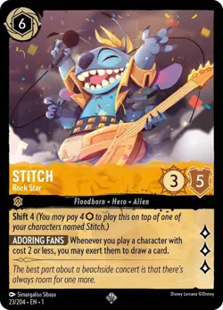 DISNEY LORCANA TCG STITCH ROCK STAR THE FIRST CHAPTER SUPER RARE 23/204 - Image 1