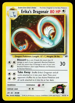 Erika's Dragonair 4/132 Holo Rare Gym Heroes Pokemon Card small crease - Image 1