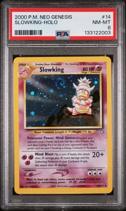2000 Pokemon Neo Genesis Slowking Holo #14 PSA 8 Near Mint Graded Pokemon Card - Image 3