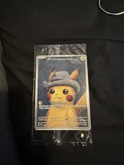 Pokemon Pikachu Promo Card SV 085 Grey Felt Hat, Van Gogh Museum, Sealed - Image 1