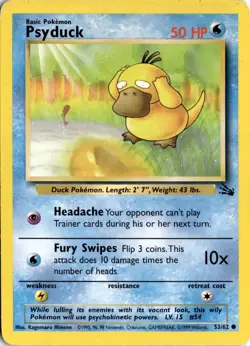 Psyduck 53/62 Fossil Pokemon Card TCG - Image 1