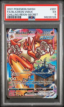 2021 POKEMON SWORD & SHIELD CHILLING REIGN SECRET FULL ART/BLAZIKEN VMAX PSA 5 - Image 1