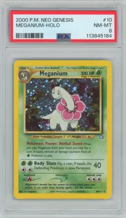 2000 Pokemon Neo Genesis Meganium Holo #10 - PSA 8 NM-MT - Image 1