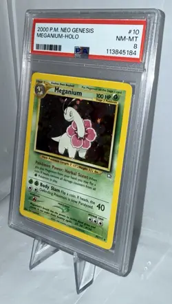 2000 Pokemon Neo Genesis Meganium Holo #10 - PSA 8 NM-MT - Image 3