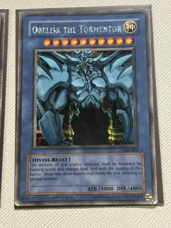 Yugioh Egyptian God Cards Obelisk, Ra GBI SECRETS Plus YMA Slifer. All Damaged - Image 3