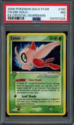 Pokemon Celebi Gold Star Holo 2006 EX Crystal Guardians #100 PSA 7 NM - Image 1