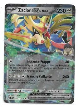 CARTE POKEMON ZACIAN DE NABIL EX 111/159 230 PV ECARLATE ET VIOLET AVENTURES ENS - Image 1