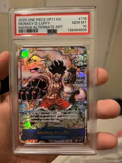 2025 ONE PIECE MANGA ALTERNATE ART OP11-118 MONKEY D. LUFFY PSA 10 - Image 1