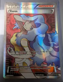 Pokemon TCG Karen XY177a x & Y Supporter Ultra Rare Full Art Promo Card *NM* - Image 1