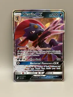 2019 Pokemon Sun & Moon Weavile GX Unified Minds 132/236 - Image 1