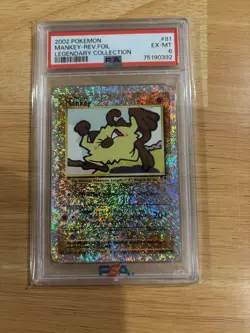 Pokemon 2002 Mankey Reverse Holo Legendary Collection 81/110 PSA 6 - Image 1