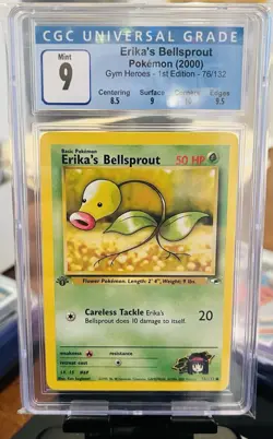 CGC 9 - Erika’s Bellsprout 2000 Pokemon Gym Heroes 1st Edition 76/132 - Image 1