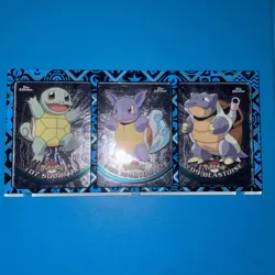 Topps Chrome Pokemon Series 1 Squirtle, Wartortle, & Blastoise - Image 1