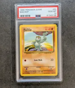 PSA 10 GEM 💎 MINT 1999 POKEMON MACHOP 52/102 #52 WOTC GRADED - Image 1