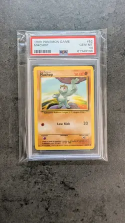 PSA 10 GEM 💎 MINT 1999 POKEMON MACHOP 52/102 #52 WOTC GRADED - Image 3