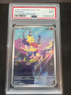 2025 POKEMON WHT EN-WHITE FLARE ILLUSTRATION RARE #133 MIENFOO PSA 9 - Image 1
